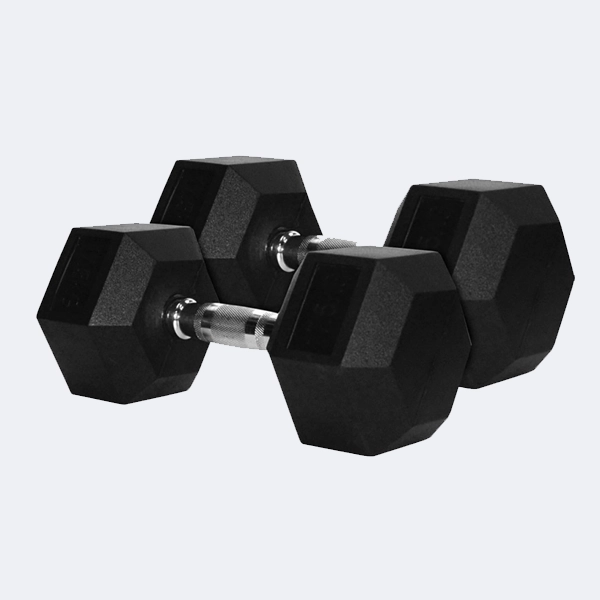 Hexagon Dumbbells shown in the Plus Fitness catalogue