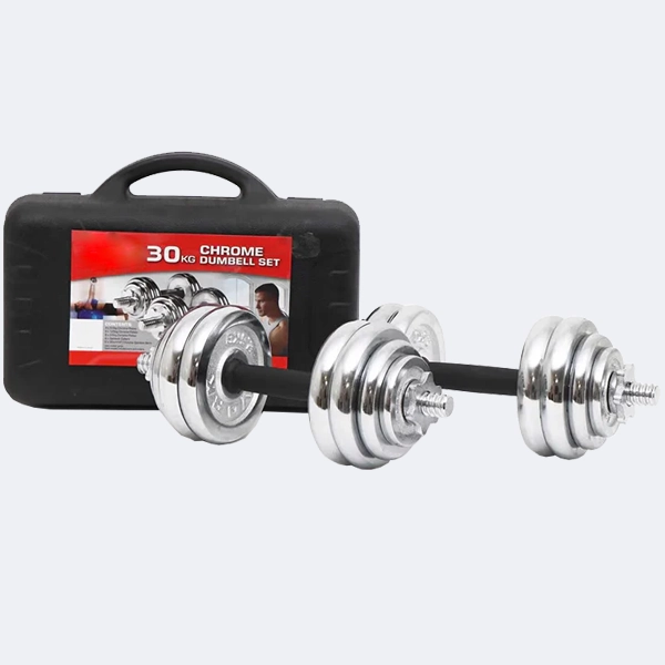 Chrome Dumbbell Set shown in the Plus Fitness catalogue