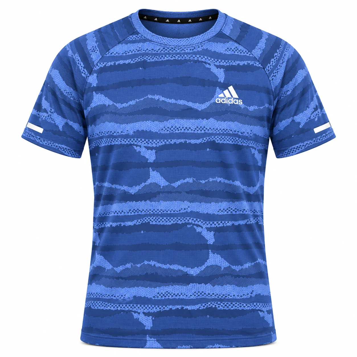Adidas Abstract Stripe Training T-Shirt in Blue – front view studio mockup