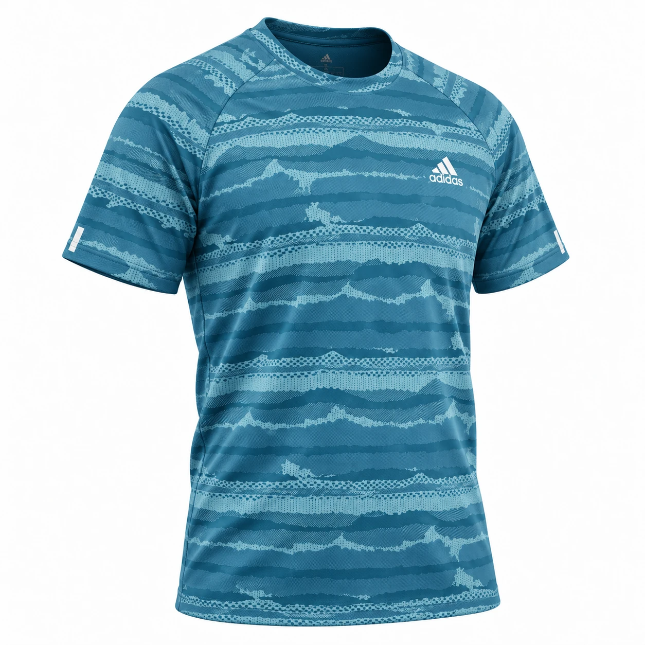 Adidas Abstract Stripe Training T-Shirt in Teal – angled front view studio mockup