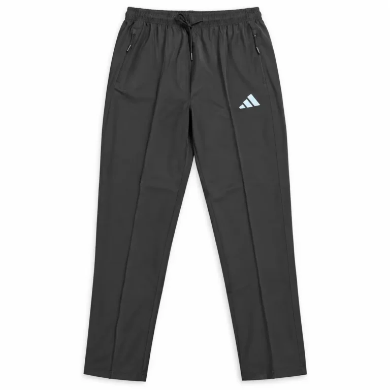 Adidas Logo Zip-Pocket Track Pants in Black – front view
