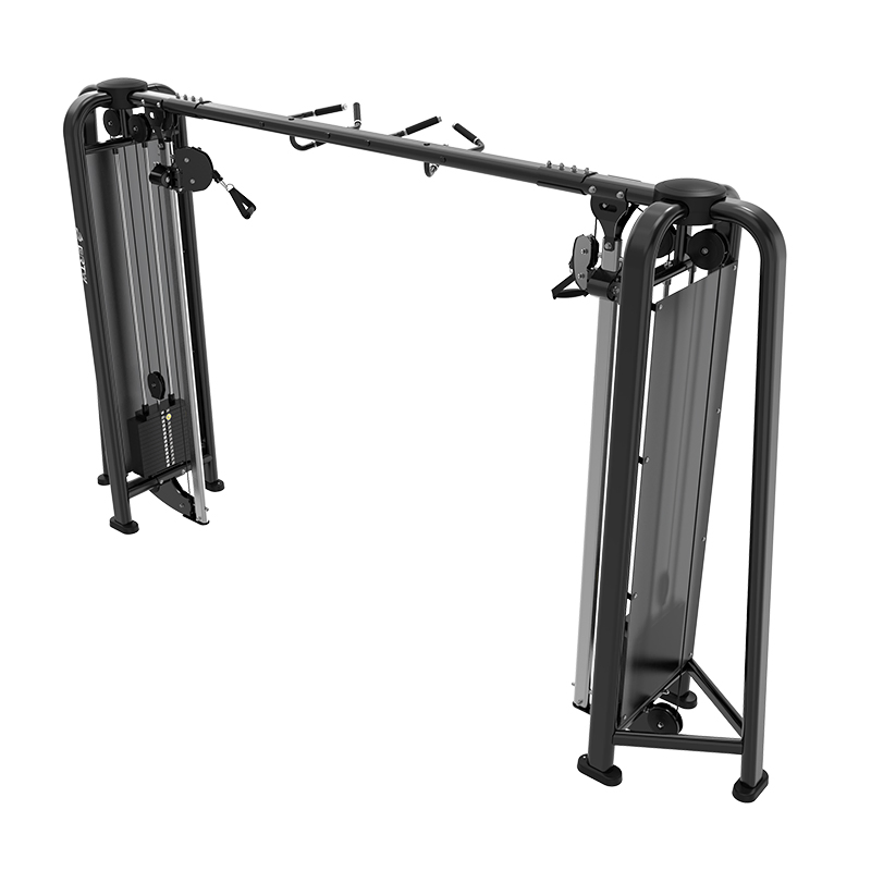 Elevated view of the BH21 adjustable cable crossover and pulley towers