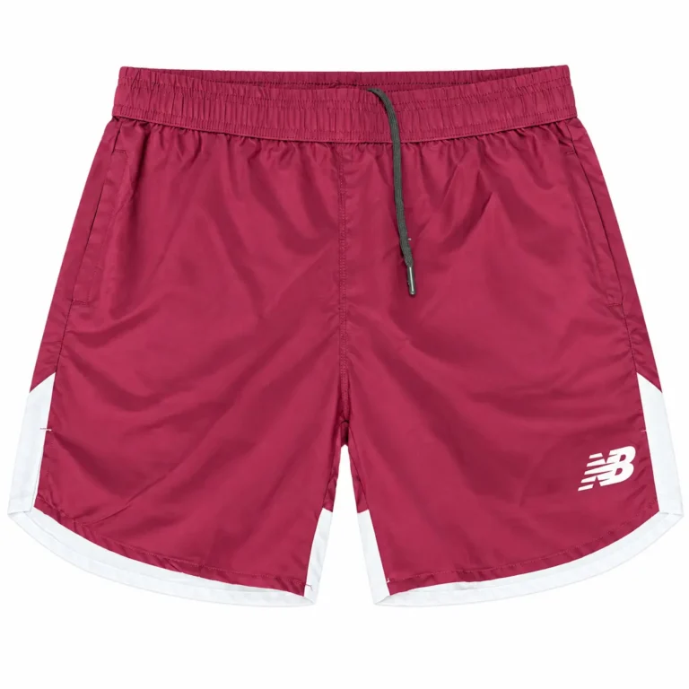 New Balance Contrast-Trim Sports Shorts in Burgundy / White, front view — cleaned product photo