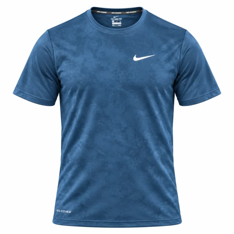 Nike Mottled Print Training T-Shirt in Blue — front view studio mockup