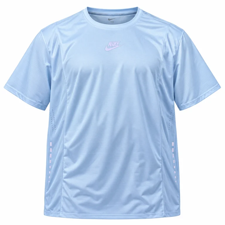 Nike Centre Logo Sports T-Shirt – Plus Size in Ice Blue, front view — studio mockup