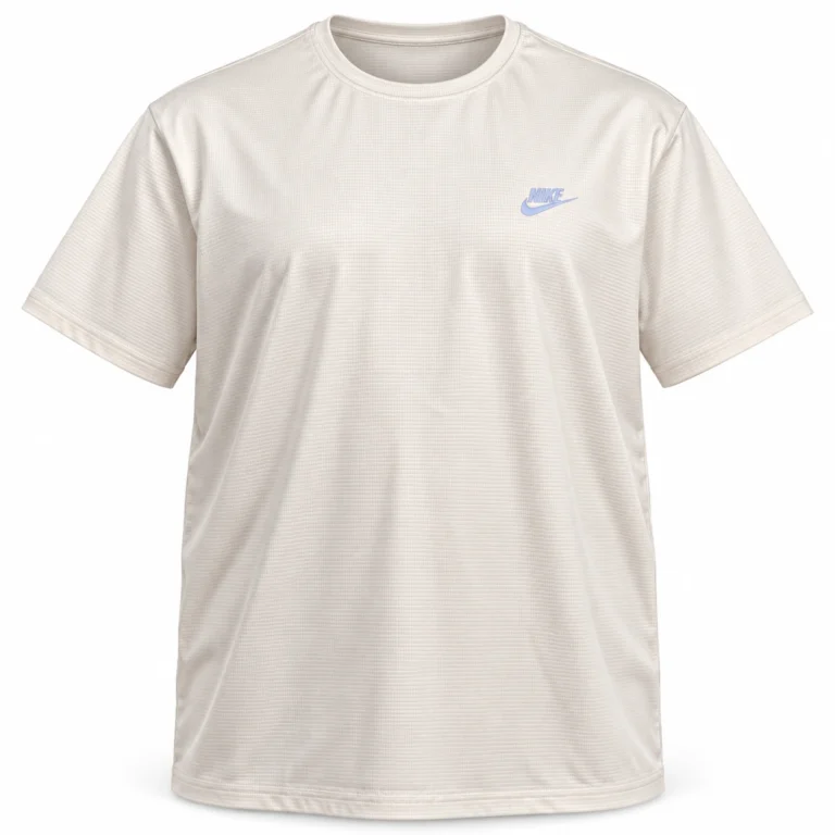 Nike Chest Logo Sports T-Shirt – Plus Size in Cream, front view — studio mockup