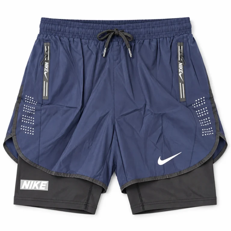 Nike Dot-Print 2-in-1 Shorts – Navy, front studio mockup