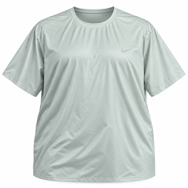 Nike Swoosh Sports T-Shirt – Plus Size in Light Sage, front view — studio mockup