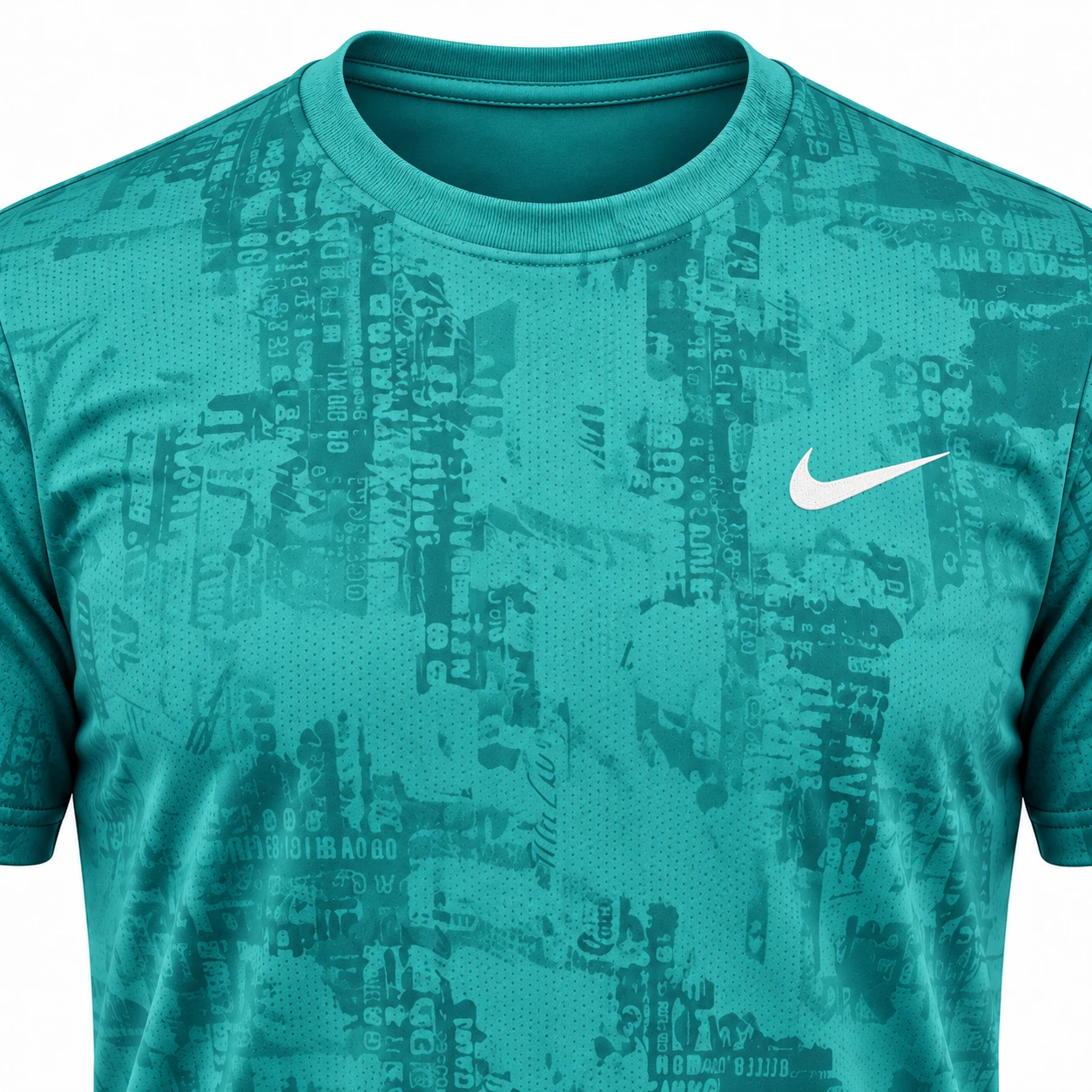 Nike Typography Print Training T-Shirt – Teal in Teal – chest print close-up studio mockup