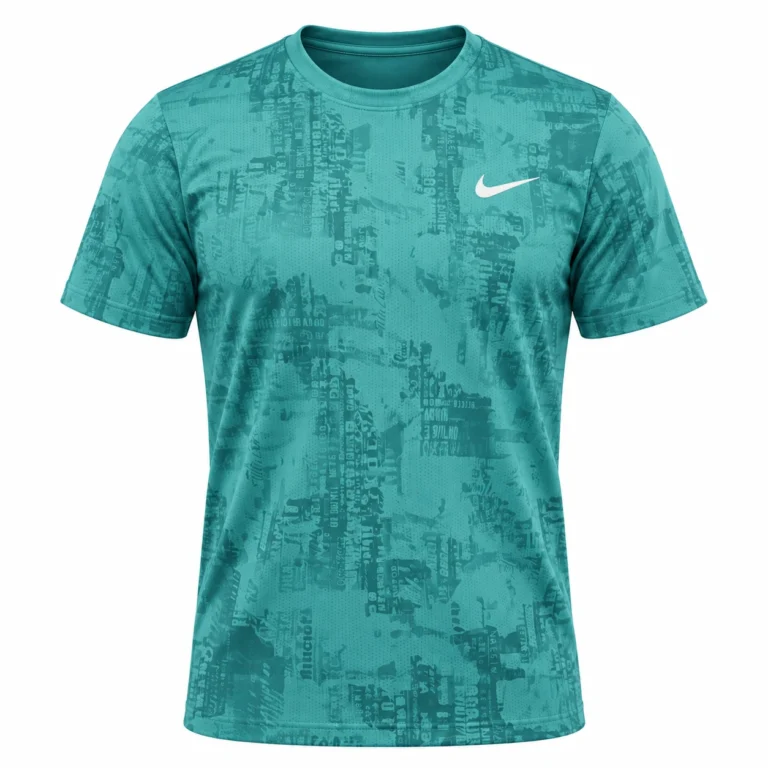 Nike Typography Print Training T-Shirt – Teal in Teal – front view studio mockup