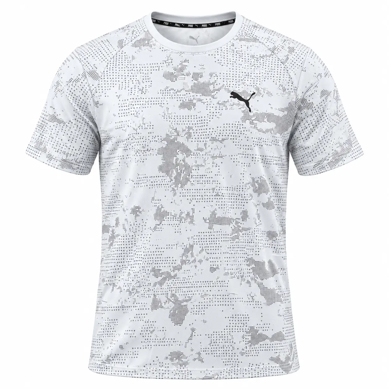Puma Cat Logo Camo Training T-Shirt in White — illustrative colour visualisation
