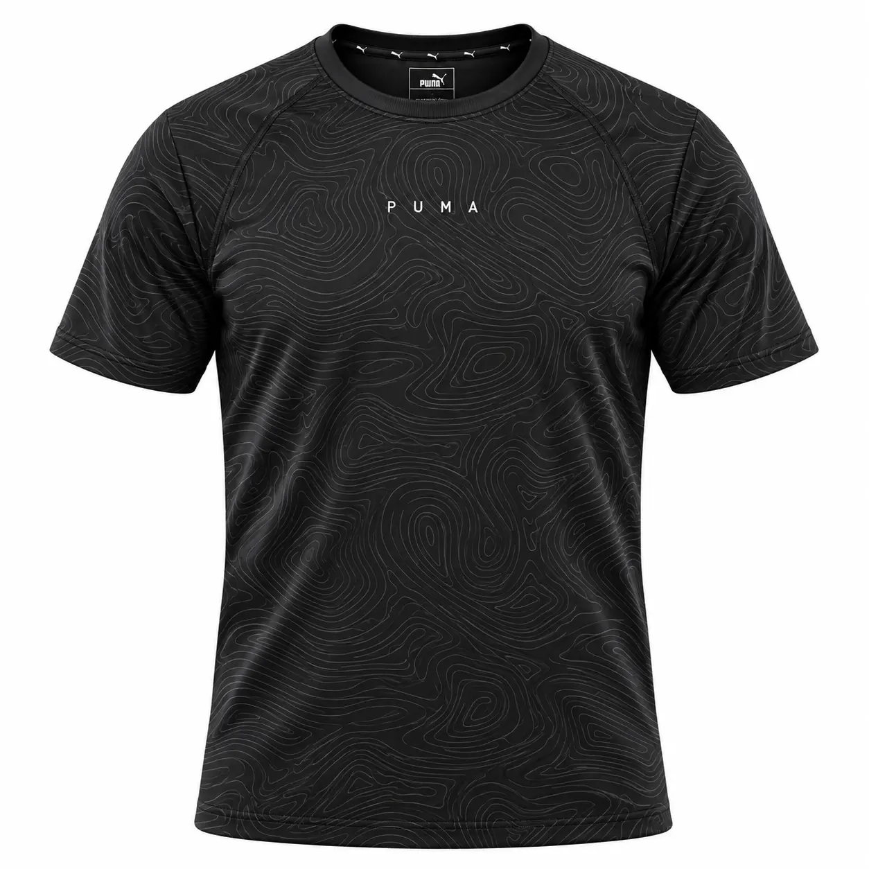 Puma Contour Print Wordmark Training T-Shirt in Black — illustrative colour visualisation