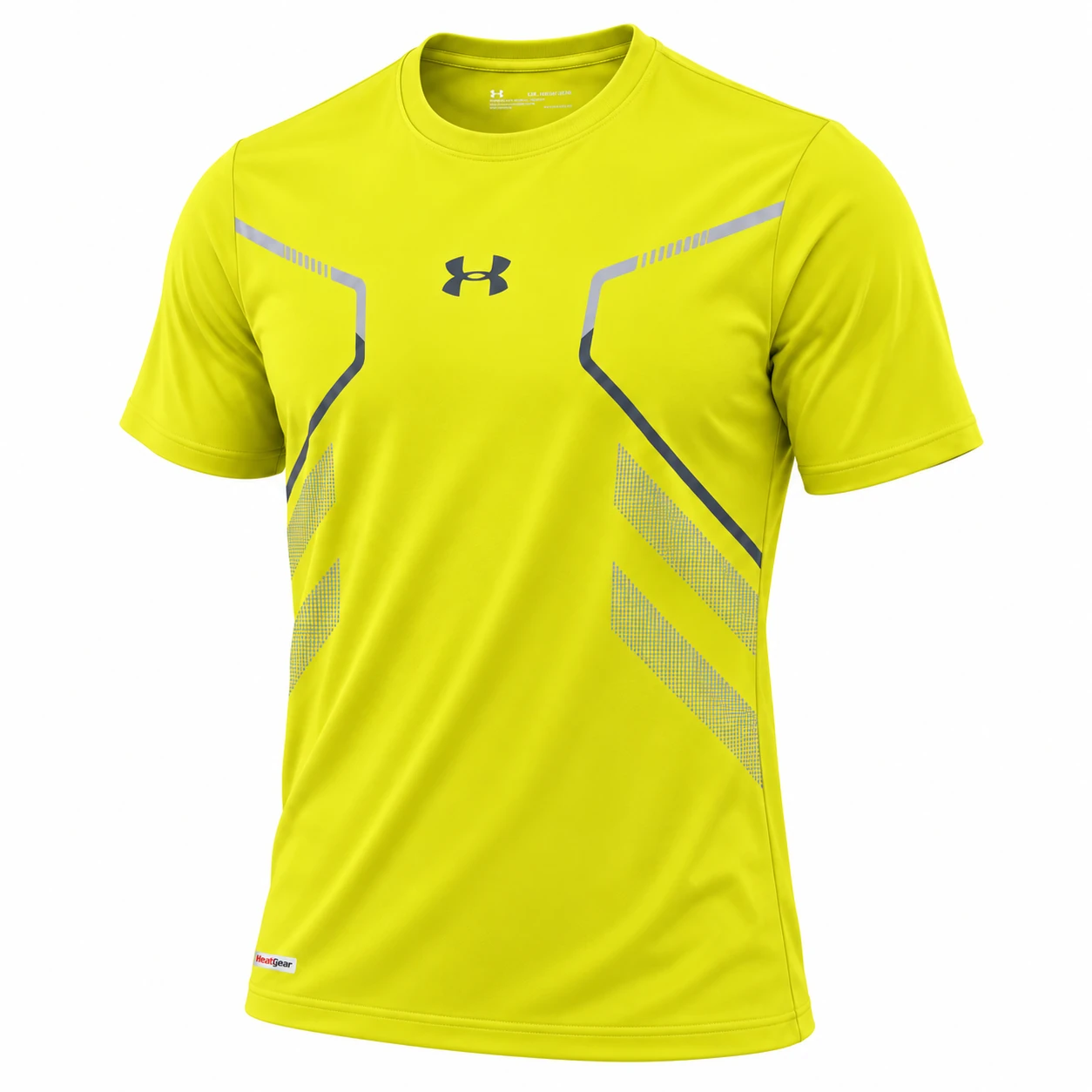 Under Armour Angular Graphic Training T-Shirt in Lime Yellow – angled front view studio mockup