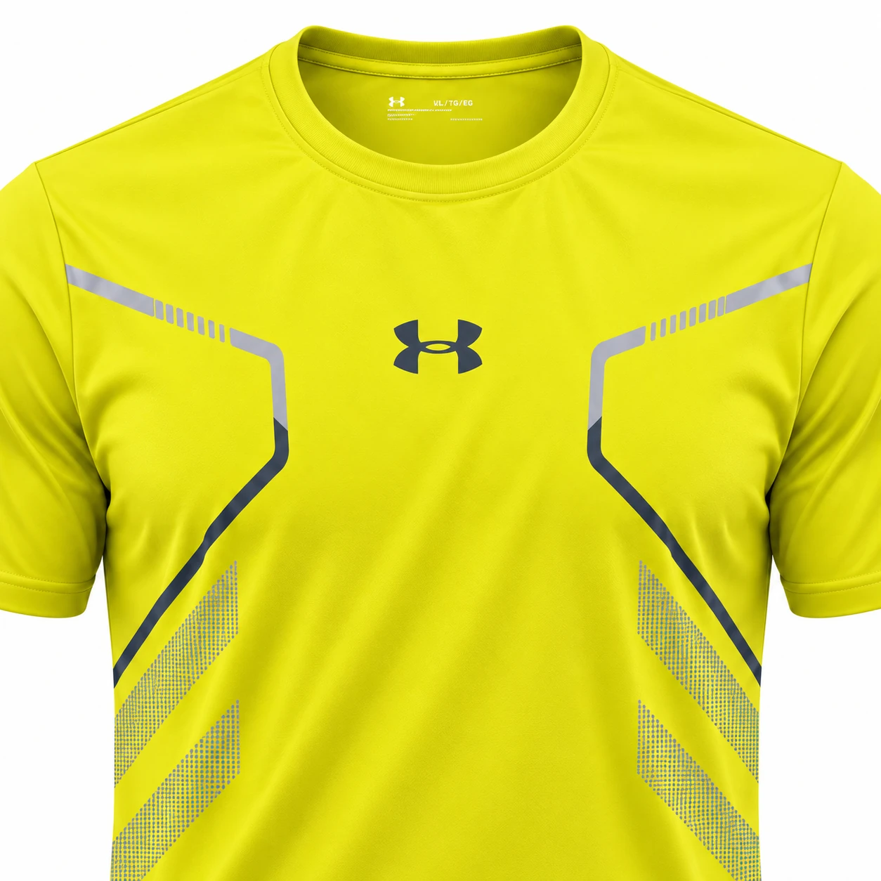 Under Armour Angular Graphic Training T-Shirt in Lime Yellow – chest graphic close-up studio mockup