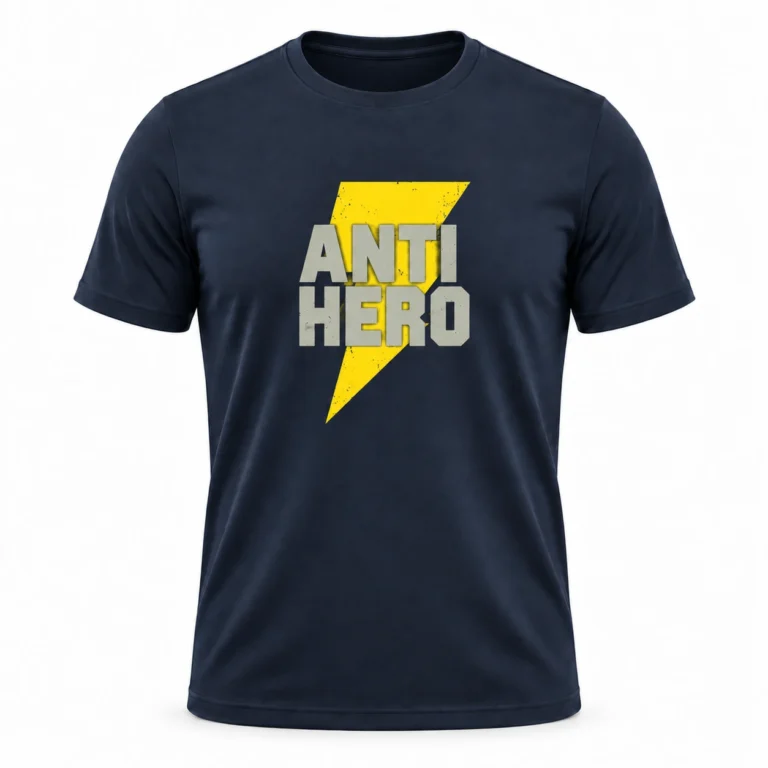 Under Armour Project Rock Anti Hero T-Shirt – Navy — studio mockup — front view