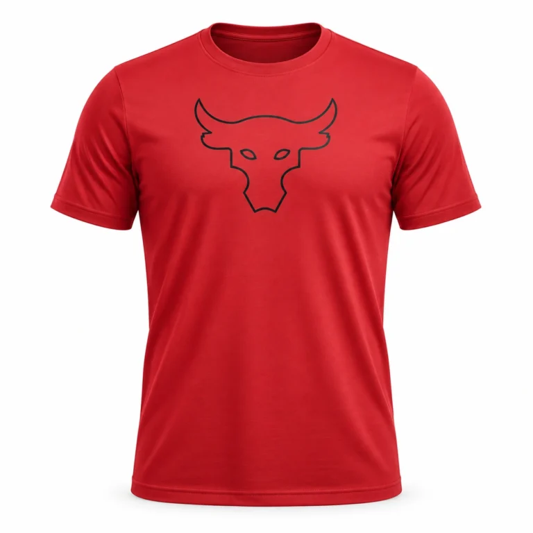Under Armour Project Rock Brahma Bull T-Shirt – Red — studio mockup — front view