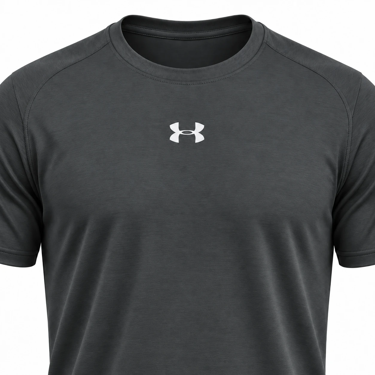Under Armour Centre Logo Training T-Shirt — Charcoal — studio mockup — chest detail