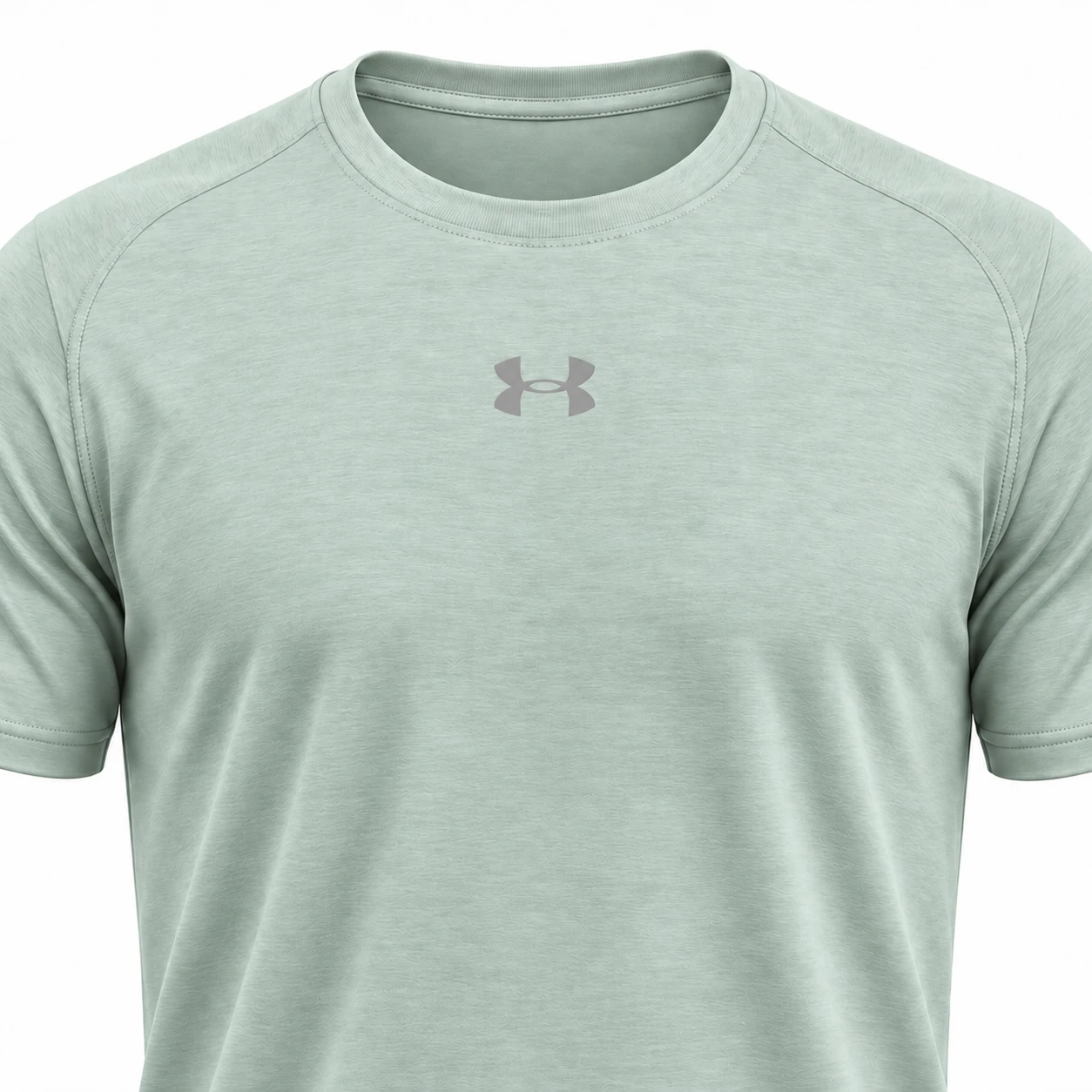 Under Armour Centre Logo Training T-Shirt — Pale Mint — studio mockup — chest detail