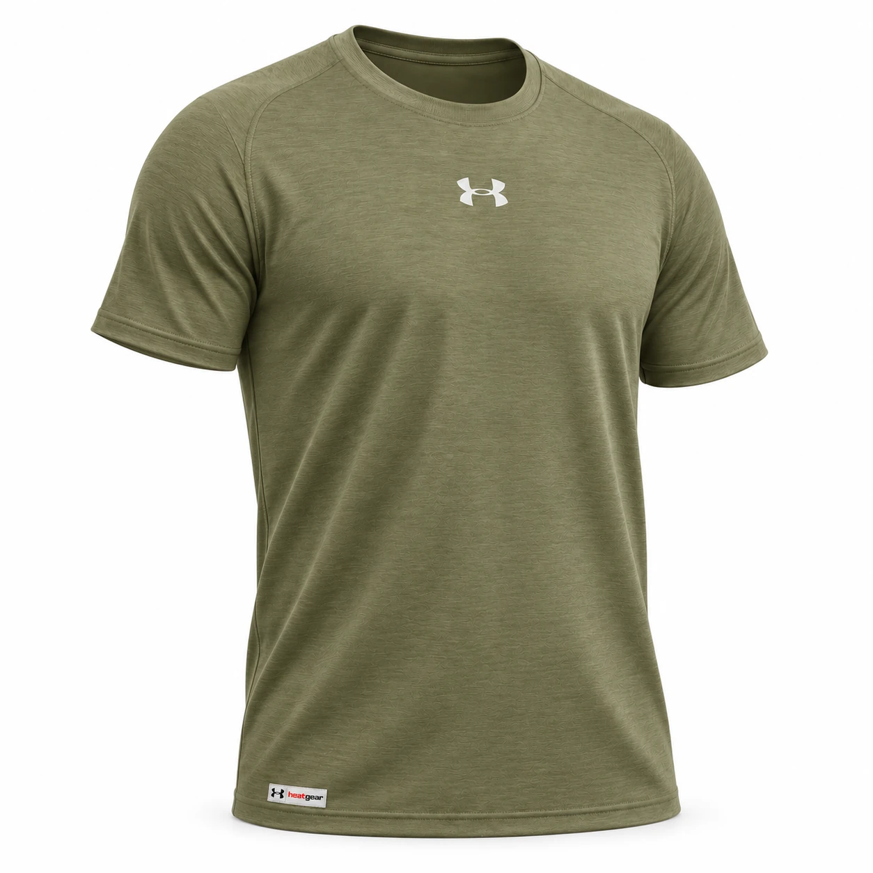 Under Armour Centre Logo Training T-Shirt — Olive Green — studio mockup — angled front