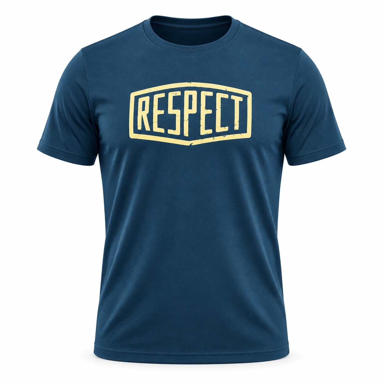 Under Armour Project Rock Respect T-Shirt – Blue — studio mockup — front view