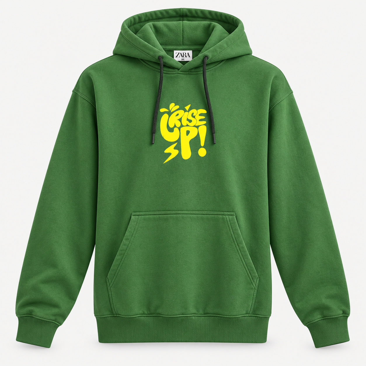 Zara Graphic Pullover Hoodie — Green – Rise Up, front view