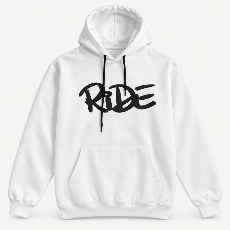 Zara Graphic Pullover Hoodie — White – Ride, front view
